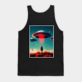 Woman and Aliens Ufo, digital Art Tank Top